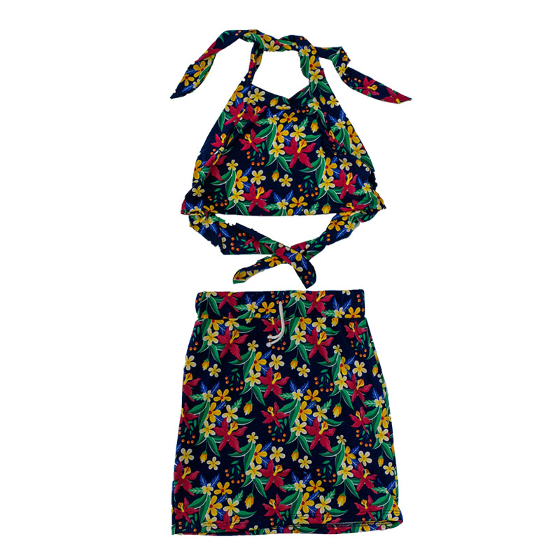 [3740023577] Girls' Skirt and Halter-Top Set (S)