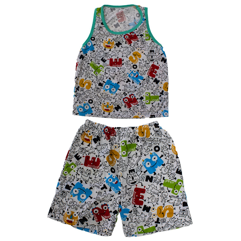 [3740023583] Conjunto de camiseta sin mangas y pantalones cortos unisex para niños (S)